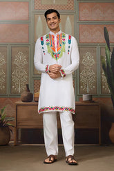 White Traditional Festival Wear Kurta